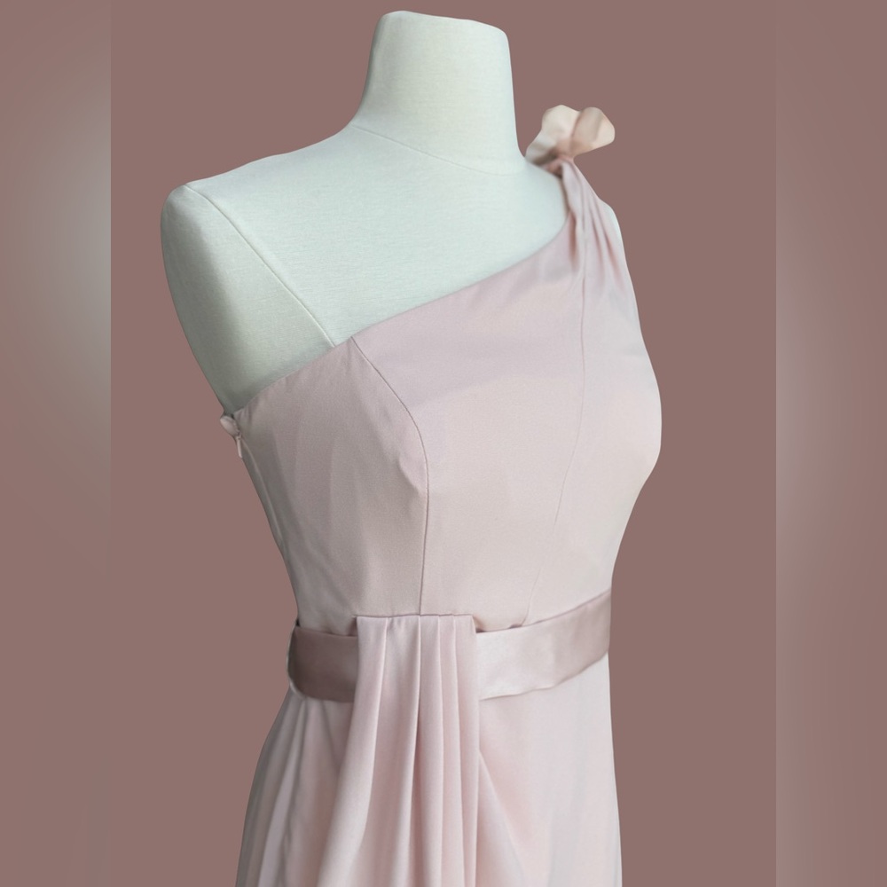 White by Vera Wang Blush One-Shoulder Evening Gown